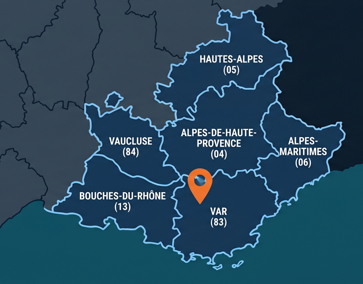 Accueil Carte zone d'intervention PACA